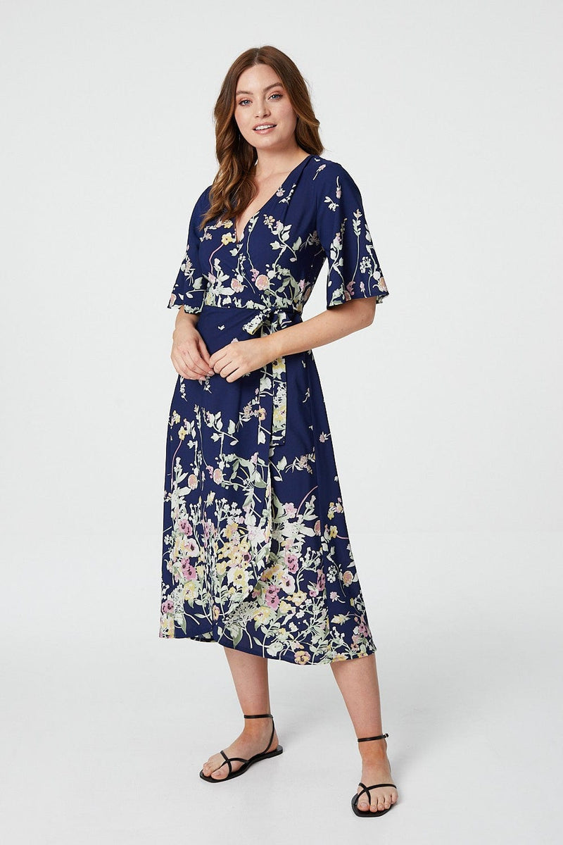 Floral Short Sleeve Wrap Dress | Izabel ...